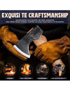 Hacha de Camping DRAGON RIOT 21.6 cm Acero Carbono Mango Fresno 2