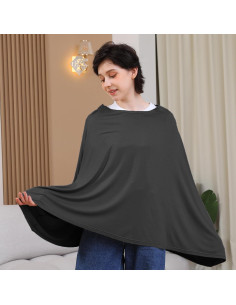 Cubierta de Lactancia Seejoy Poncho 360 Rayón Suave Negra 2