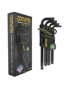 Juego de Llaves Torx LEXIVON 9 Piezas T10 a T50 Acero S2