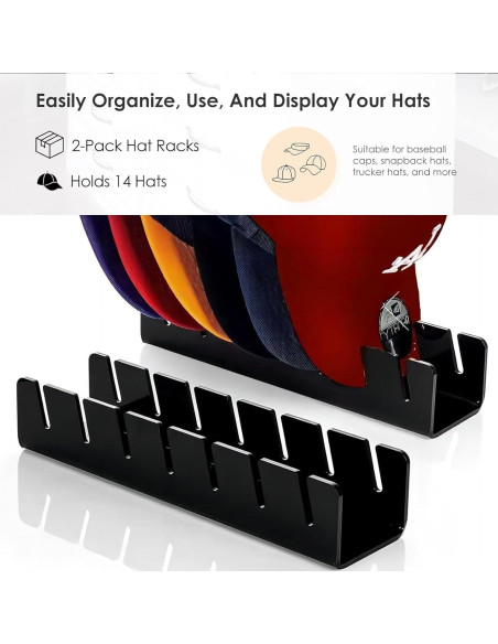 Organizador de Sombreros Acrílico SShnineYanYe 2 Pack para 14 Gorras