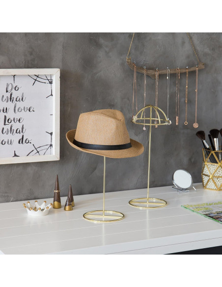 Juego de 2 Soportes de Sombreros MyGift Metal Latón 35.88 cm