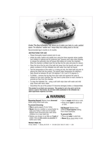 Bañera Inflable para Bebés Ayudante de Mamá - Bajo el Mar