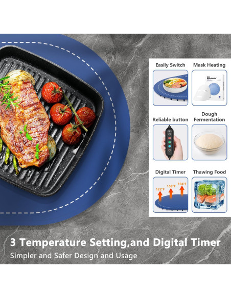 Alfombrilla Calentadora de Comida WUEAOA 61x38cm Ajustable