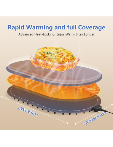 Alfombrilla Calentadora de Comida WUEAOA 61x38cm Ajustable
