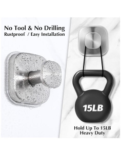 Ganchos de Ventosa Warlve para Ducha - 2 Unidades Acero Inoxidable 2