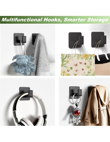 Ganchos Adhesivos de Aluminio VINHOLD - 4 Paquete Negro