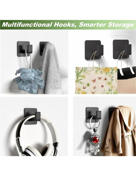 Ganchos Adhesivos de Aluminio VINHOLD - 4 Paquete Negro