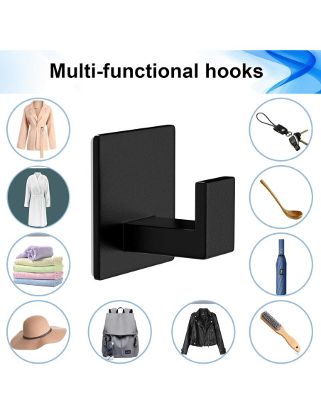 Ganchos Adhesivos de Aluminio VINHOLD - 4 Paquete Negro