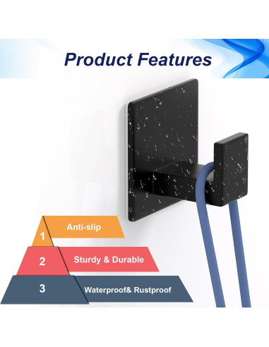 Ganchos Adhesivos de Aluminio VINHOLD - 4 Paquete Negro