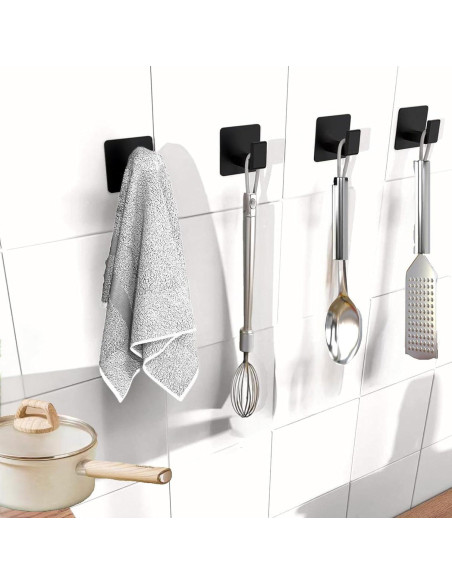 Ganchos Adhesivos de Aluminio VINHOLD - 4 Paquete Negro