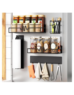 Estante Magnético de Especias Ofiray-home 5 Paquetes Negro