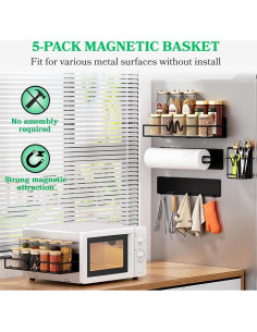 Estante Magnético de Especias Ofiray-home 5 Paquetes Negro 2