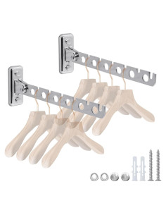 Perchero de Ropa Plegable ACNISM Montado en Pared Plata