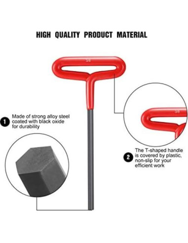 Conjunto de Llaves Hexagonales T-handle 10 Piezas Honoson 22.86 cm