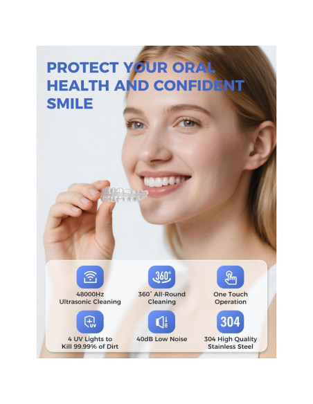 Limpiadora Ultrasónica 48000Hz Acmeenjoy 200ML con Luz UV