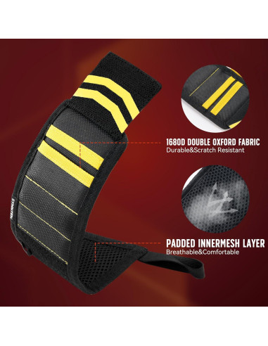 Pulsera Magnética SYMNTEM para Herramientas Amarilla 12 Imanes