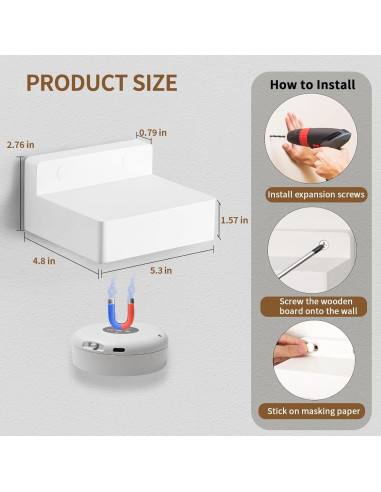 Estantes flotantes con luces recargables Zlierop 20x20cm set de 2