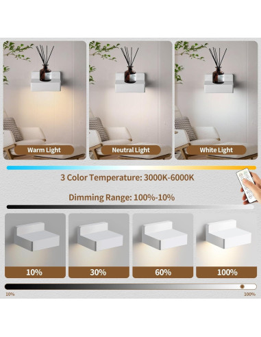 Estantes flotantes con luces recargables Zlierop 20x20cm set de 2