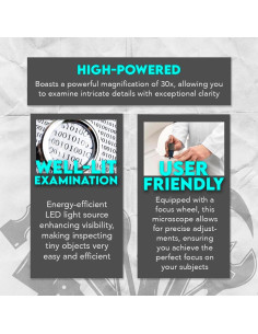 Microscopio de Bolsillo LED 30x SE con Rueda de Enfoque 2