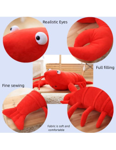 Almohada de Langosta de Peluche XIZHI 53.5 cm Roja 2