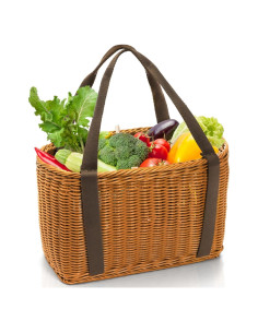 Cesta de Mimbre YIMITEE 30.5x21.6x15.2 cm con Asas