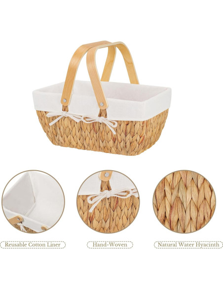 Cesta de Picnic de Mimbre StorageWorks con Forro 38 cm