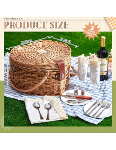 Cesta de Picnic Corazón Willinglong con Utensilios para 2 Personas 2