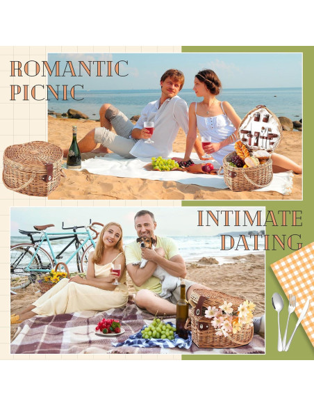 Cesta de Picnic Corazón Willinglong con Utensilios para 2 Personas