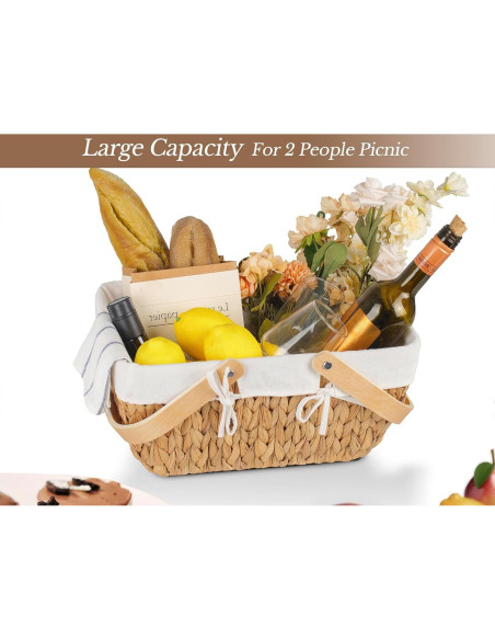 Cesta de Picnic de Mimbre StorageWorks con Forro 38 cm