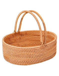 Cesta de Picnic de Ratán LALASUN Ovalada 35.1x25.9x12.9 cm