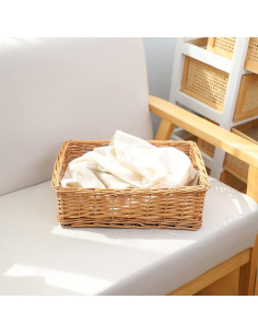 Cesta de Almacenamiento Rectangular YAHUAN de Mimbre 35.88x26cm 2
