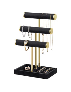 Soporte Organizador de Joyería Josmimic de Terciopelo Negro