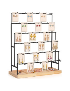 Exhibidor de Joyería AJINGSHANG 36 Ganchos 48 cm Madera Clara