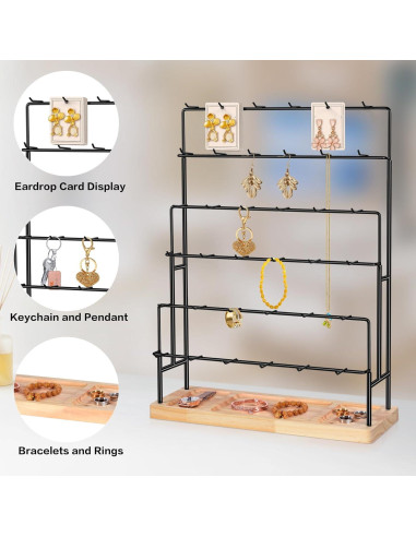 Exhibidor de Joyería AJINGSHANG 36 Ganchos 48 cm Madera Clara