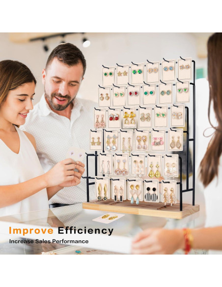 Exhibidor de Joyería AJINGSHANG 36 Ganchos 48 cm Madera Clara