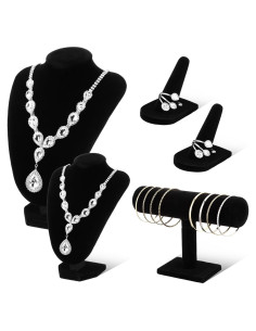 Conjunto de Exhibición de Joyería Terciopelo Negro Wenqik - 5 Piezas