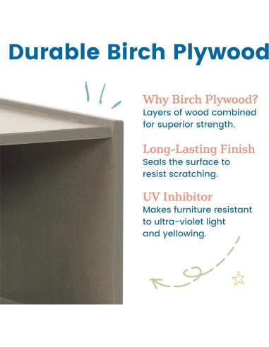 Caddy de Libros ECR4Kids Lavado Gris para Niños 62.5x44.5cm