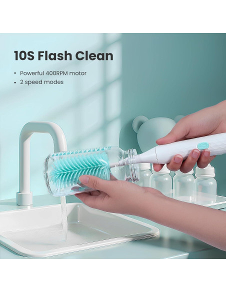 Limpiador de Botellas Eléctrico Tohecu con Cepillos y Dispensador