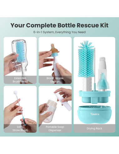 Limpiador de Botellas Eléctrico Tohecu con Cepillos y Dispensador