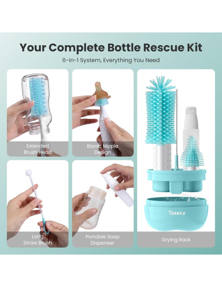 Limpiador de Botellas Eléctrico Tohecu con Cepillos y Dispensador