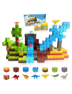 100 Bloques Magnéticos de Dinosaurios Aleath 2.54 cm para Niños