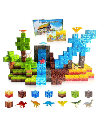 100 Bloques Magnéticos de Dinosaurios Aleath 2.54 cm para Niños