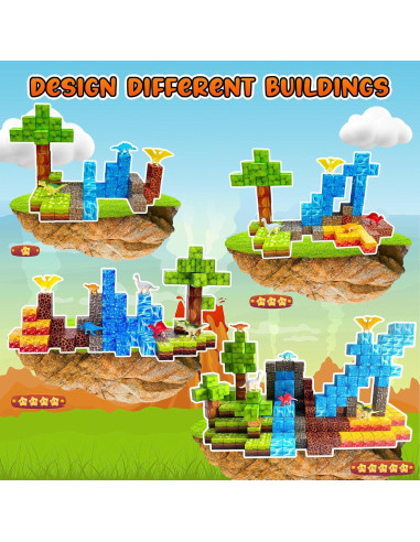 100 Bloques Magnéticos de Dinosaurios Aleath 2.54 cm para Niños