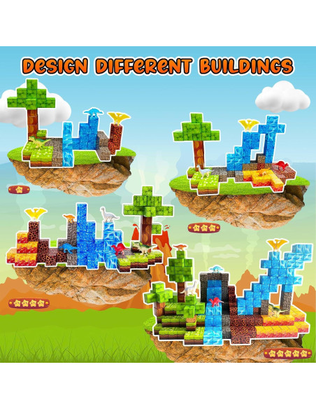 100 Bloques Magnéticos de Dinosaurios Aleath 2.54 cm para Niños