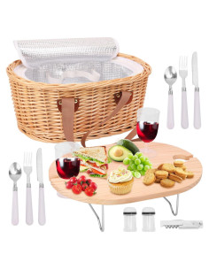 Juego de cesta de picnic Geytetqi para 2 personas con mesa