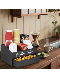 Organizador de Bar de Café Samhe de Madera con Cajón 21.6x29.5x17.3cm 2