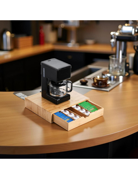Cajón de Bambú Peohud para Cápsulas de Café y Té 35.5x30.5cm