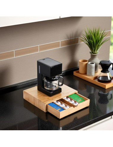 Cajón de Bambú Peohud para Cápsulas de Café y Té 35.5x30.5cm