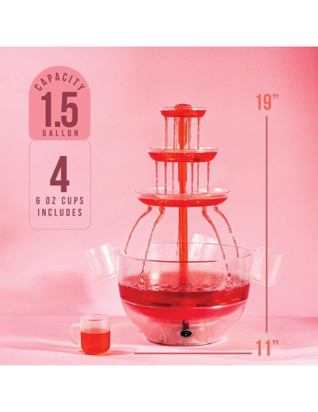 Fuente de Bebidas Kusini 3 Niveles LED 5.68L con 6 Vasos Fuente de Bebidas Kusini 3 Niveles LED 5.68L con 6 Vasos