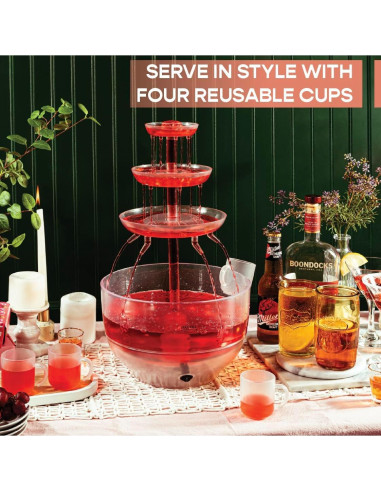Fuente de Bebidas Kusini 3 Niveles LED 5.68L con 6 Vasos